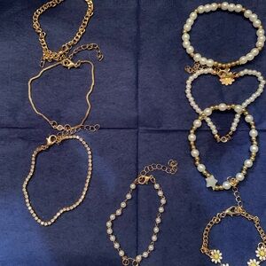 Elegant Gold and Pearl Bracelet Set